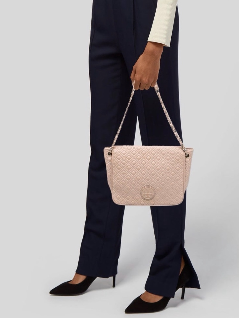 Tory Burch quilted leather shoulder bag blush pink